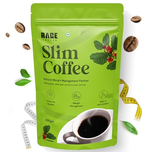 Rage Coffee Green Slim coffee powder for weight Management – 200g | 100% Pure Coffee & Green Coffee Extract | Metabolism Booster