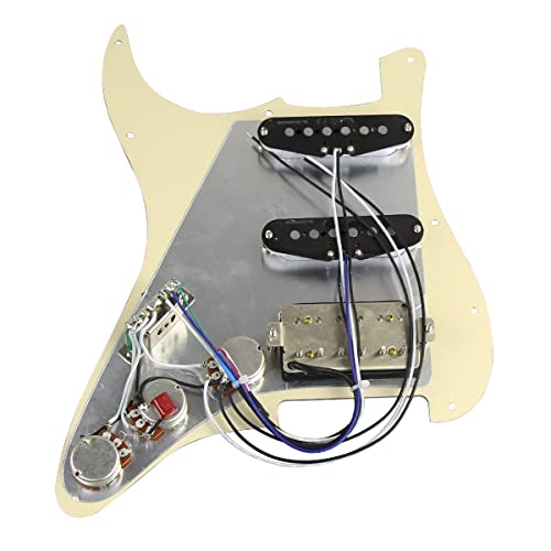 FLEOR Ensemble de pickguard précâblé chargé Alnicov Humbucker à double rail SSH Alnico pour Fender Strat ST Remplacement… - Les Beatles, Paul McCartney, John Lennon, RIngo Starr, George Harrison FLEOR Ensemble de pickguard précâblé chargé Alnicov Humbucker à double rail SSH Alnico pour Fender Strat ST Remplacement… – Image 4