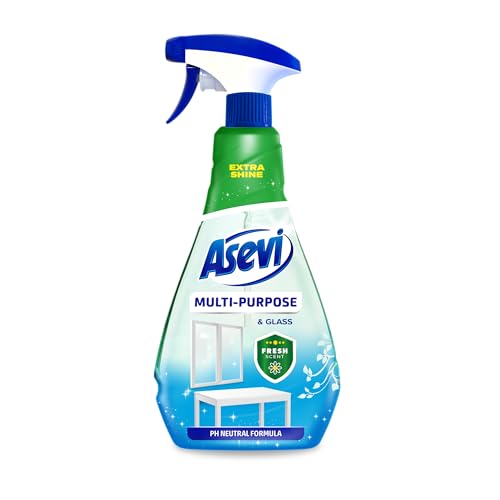 Asevi Spray multiusos para limpieza de cristales, limpiador de cristales y ventanas, spray multisuperficie, 750 ml