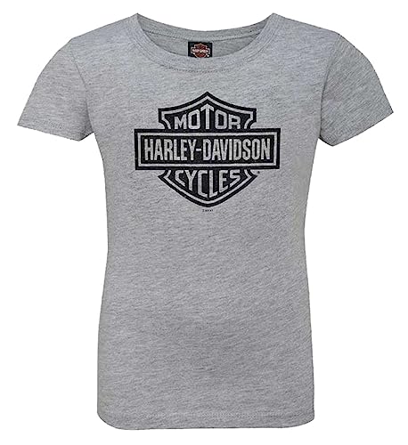 Harley-Davidson Little Girls' Glitter Bar & Shield Athletic Short Sleeve Tee