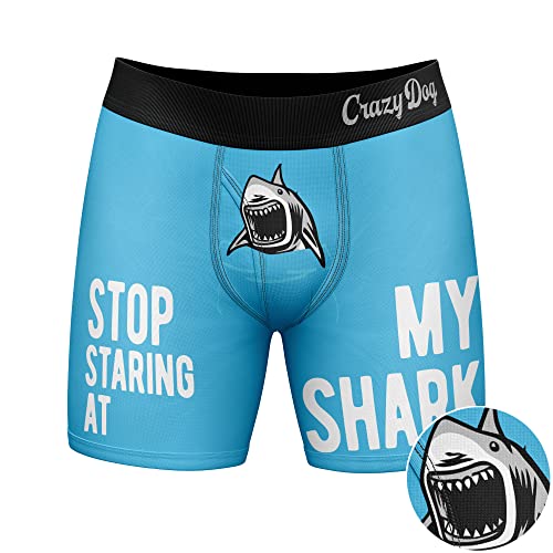 Crazy Dog T-Shirts Mens Stop Staring At My Shark Boxers Funny Sarcastic Sexual Joke Novelty Underwear for Guys3
