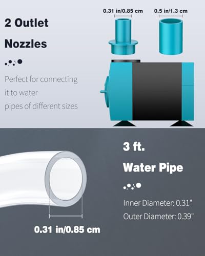 Image of Pawfly 90 GPH Submersible Water Pump 4 W Mini Water Fountain Pump with 2.4 ft. Lift Height Quiet Adjustable Water Pump for Aquarium Fish Tank Fountain Garden Waterfall Statuary