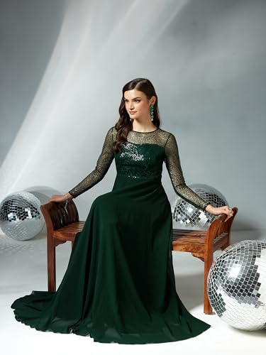 Image of Miss Chase Women's Long Sleeve Sequin Maxi Dress