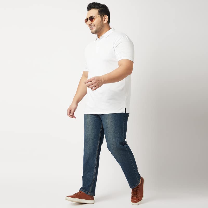 Image of Zush Men's Regular Fit Dark Blue Color Mid Rise Plus Size Stretchable Jeans