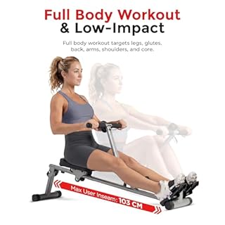 Sunny Health & Fitness SF-RW1205 Rowing Machine Rower w/ 12 Level Adjustable Resistance, Digital Monitor and 100 KG Max Weight