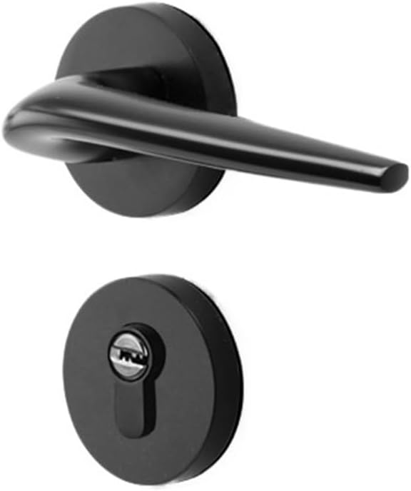 Bedroom Silent Room Door Lock Black Handle Household Door Lock Magnetic Wooden Door Handle Split Lock Indoor Door Lock(Sand Black CH06 70 Alumina)