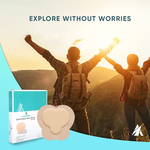 Bordered Sacrum Silicone Foam Dressing For Wound Care - Waterproof And Breathable, Absorbs Moderate To High Exudate - 5 Individual Dressings Per Box (7" X 6.8") #TOP5