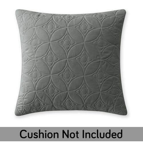 Image of HOKIPO 100% Leakproof Quilted Cushion Cover for Sofa 16x16 Inches, Set of 2, Dove Grey (AR-6280-DGRY*2)