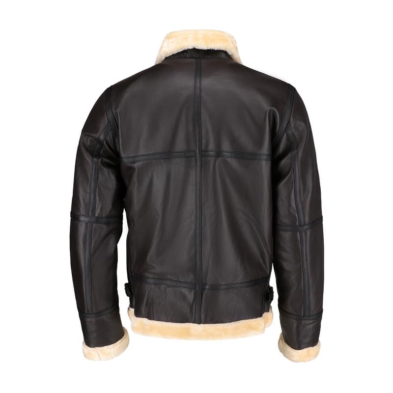 TLC Sheepskin Men's Shearling Aviator Jacket - Genuine Leather B3 Bomber Jacket with Fur - leather jacket with Fur Men2