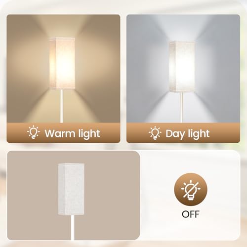 Image of Floor Lamp, Pole Lamp with Foot Switch, Modern Standing Lamp Shade, Minimalist Freestanding Lamp (Bulb Not Included), for Living Room, Bedroom Office ETL Listed, White and Beige WE07LD05