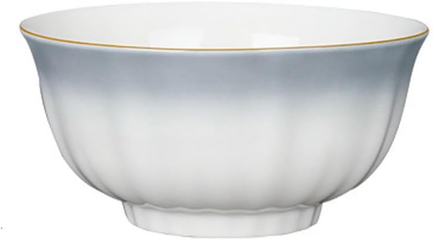 Vintage Rice Bowls ，Ceramic Tableware Rice BowlEuropean-style household simple,exquisite gradient gray painted Phnom Penh ceramic tableware(5-inch bowl)