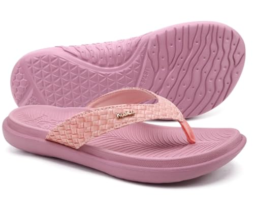 Image of KuaiLu Womens Flip Flops Arch Support Yoga Mat Cushioned Thong Sandals | Ladies Comfortable Walking Slides For Plantar Fasciitis Slip On Indoor Outdoor For Summer