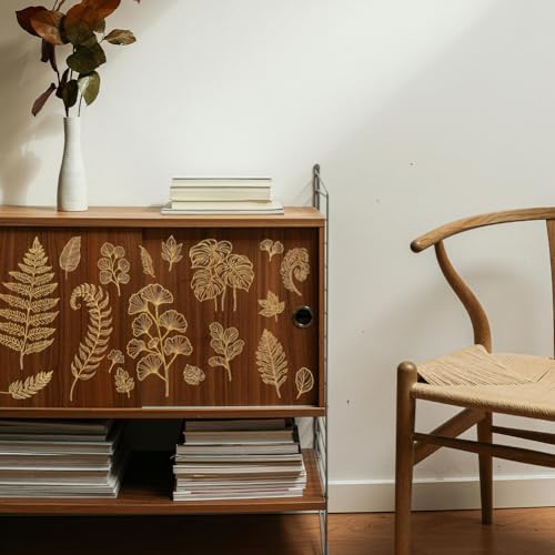 Calcomanías de transferencia de muebles doradas pegatinas autoadhesivas de pared helecho 5