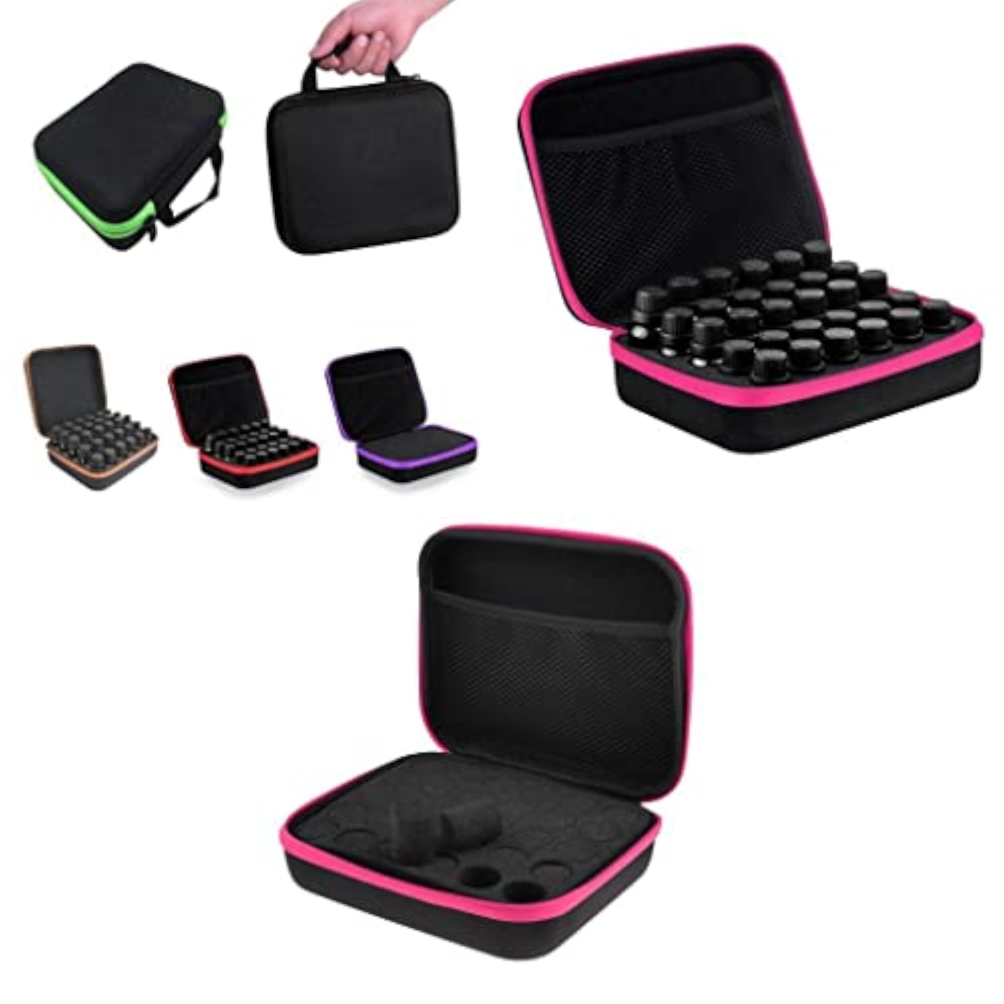 30 Bottles Essential Oil Carry Case Holder Storage Bag Box, Pink
