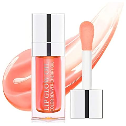 Plumping Lip Oil, Hydrating Lip Gloss Tinted Lip Balm Lip Care Transparent Toot Lip Oil, Big Brush Head Glossy Shine Lip Glow Oil Primer Lip Tint, Gift for Her (001# Pink) Cover