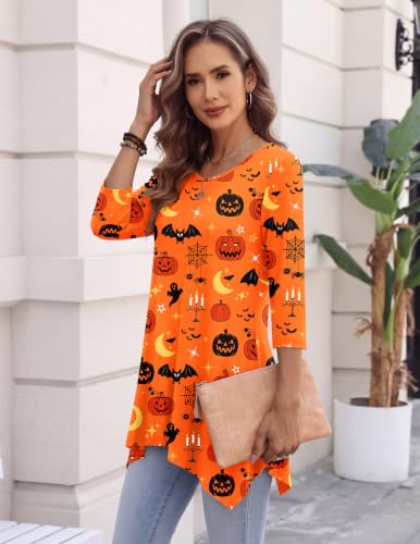 Image of Zeagoo Womens Tops 3 /4 Sleeve Loose Fit Dressy Tunics Plus Size Boho Shirts
