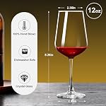 ParaCity Verres à vin, Verres soufflés à la main, Verre clair, Verre à longues tiges pour le vin rouge et blanc, Cadeaux de Noël, 350ml Verres à vin rouge pour femmes, hommes, mariage et anniversaire (2)