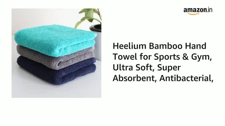 HEELIUM Bamboo Hand Towel | Ultra Absorbent & Anti-Bacterial | 3X Softer Than Cotton Towels | 65 X 40 cm - 600 GSM | Pack of 3 - Blue, Grey, Teal