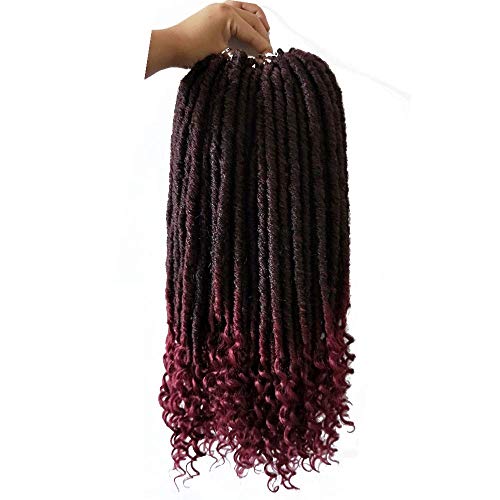 6 packs faux locs crochet hair 18 inch Straight Goddess Faux Locs with Curly Ends Synthetic Braiding Hair Extension 24roots/pack Tbug
