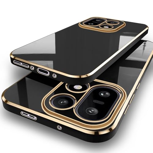 Image of TheGiftKart Luxurious Golden-Plated Back Cover Case for OnePlus 15 5G | Raised Lips for Camera & Screen Protection | Shockproof Design | Stylish Back Cover Case for OnePlus 15 5G (TPU, Black)