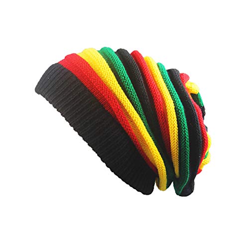 Bestjybt Women Men Slouchy Beanie Hat Baggy Oversized Knit Winter Warm Cap Rainbow