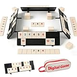 XPJBKC Rummy Jeu de Societe, Jeu de Rummy avec 106 Tuiles Robustes, 4 Support, 1 Sac de Rangement, Rami Jeux de Carte pour Les Joueurs Adultes et Enfants
