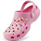 Dodow Kids Girls Clogs Garden Sandals Boys Classic Closed Toe Shoes Slides Toddler Slip on Water Shower Beach Pool Slippers Pink 11