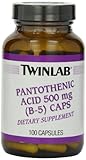 Twinlab Pantothenic Acid (B-5) Caps, 500mg, 100 Capsules (Pack of 3)