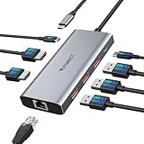 Votonect 10-in-1 USB C Hub with 4K HDMI Adapter, SD/TF Card Reader, 100W PD Charging, 2 USB 3.0 Ports, and 2 usb2.0 Ports for MacBook Pro/Air, Dell XPS, Lenovo ThinkPad, etc. (3X 8K Docking Station)