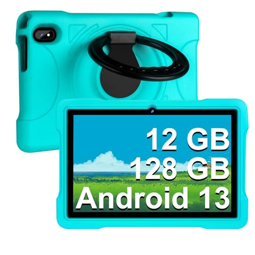 AOCWEI Tablet para Niños Android 13, Tablet 10 Pulgadas| 12GB RAM 128GB ROM Ampliable a 512GB| Octa Core| Control Parental| Kids Educativos| 5G WiFi| Dual Cámara| Funda EVA