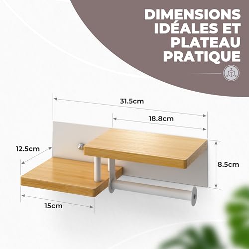 Porte papier toilette bambou mural étagère ELBFUCHS®