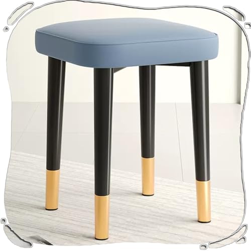ksxnkhk Taburete apilable moderno acolchado azul y dorado de 45,7 cm con marco de metal para cocina, comedor y decoración del hogar.
