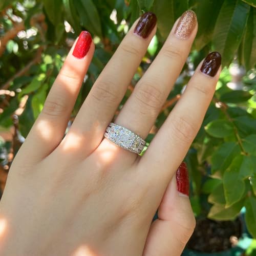 SHELOVES Three-Stone Princess Cut AAAAA Cz Wedding Rings Set Ring Enhancers 925 Sterling Silver Sz 5-103