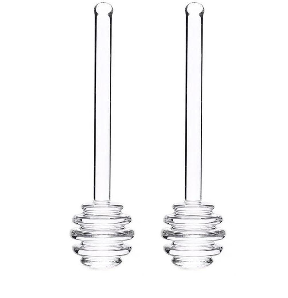 2 PCs Transparent 6 Inch Glass Honey Dipper Sticks Stirring Sticks Server? Honey Wand for Honey Pot Jar Containers Honey Dispense Drizzle, Clear Asparagus Servers Flatware