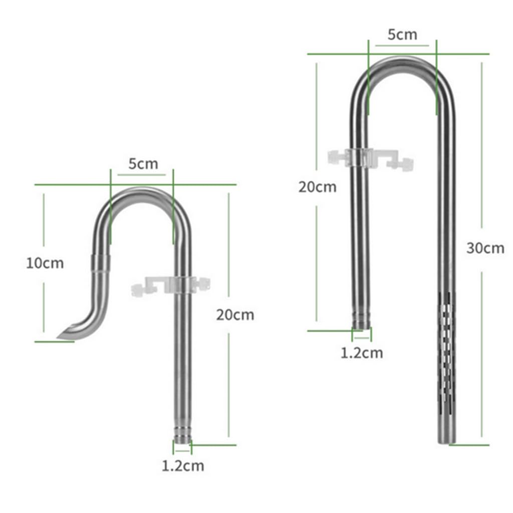Aquatic Lily Pipe Einlass Auslass Edelstahl Aquarium Rohr Oberflächenabsauger mit Einstellbarem Ölschichtabzug für Garnelenbecken, 12 einlass Outlet