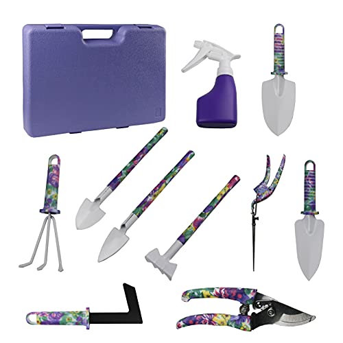 ZEYUAN Conjunto de ferramentas de jardim de 10 peças Ferramentas de jardinagem de alumínio para impr