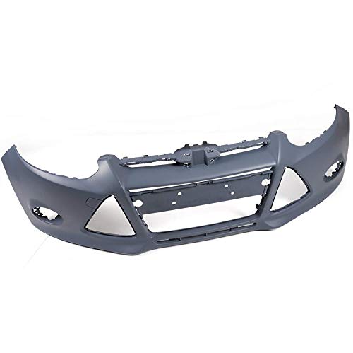 Speedmotor Front Bumper Cover Fascia Replacement for Ford Focus Hatchback Sedan 2012-2014 Unpainted Primed Black with Fog Lamp Holes OEM FO1000664 BM5Z17D957CAPTM