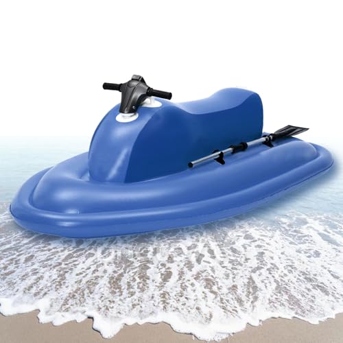 2025 Blaues Elektrisches Schlauchboot Für 2 Erwachsene (220kg Kapazität) | Geschwindigkeit 3-7 km/h | 130Min Laufzeit | Aufblasbares Motorboot Mit Doppelflosse (Optionale Scooter),onlyBoat