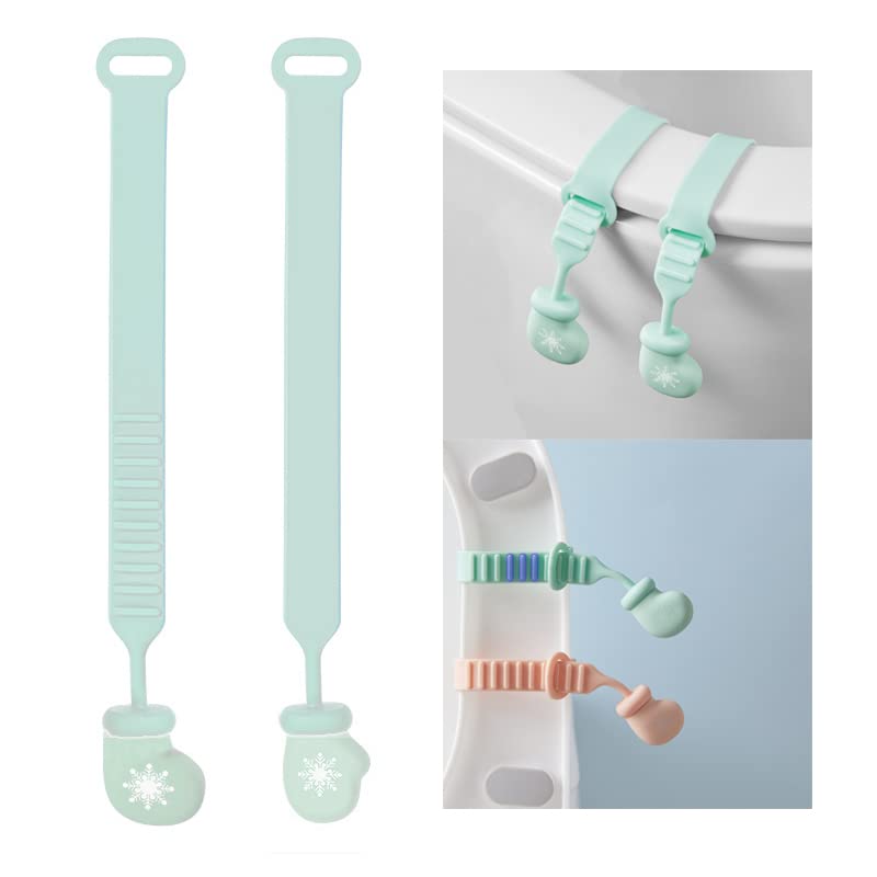 Xmas Toilet Seat Lid Lifter Handle Toilet Seat Cover Lifting Handle Christmas Stockings Gloves Flexible Toilet Seat Lifter Prevent Contact with The Toilet Ring For (Green)