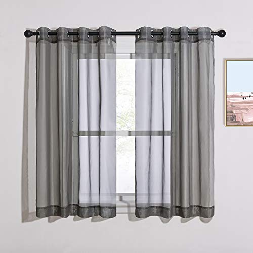 Image of NICETOWN 45 Inch Sheer Curtains - Grommet Top Window Treatment Voile Panels for Bedroom & Kitchen & Loft (54 inch Wide, Dark Grey, Set of 2)