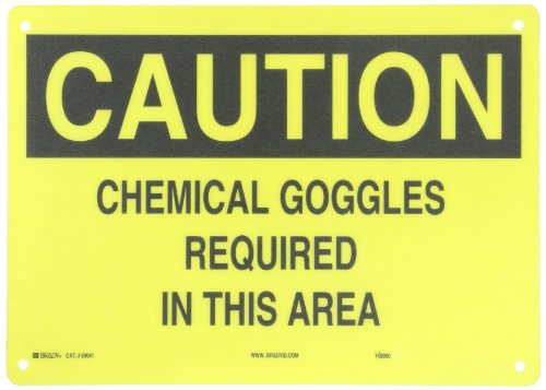 Panneau Chemical Goggles Required Brady pour la sécurité des zones de laboratoire