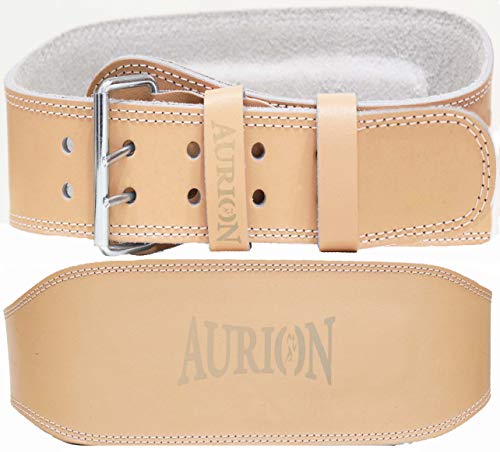 Image of Aurion Super Pro Genuine Leather Padded Weight Lifting Belt (Large, Tan Color, 1pc) & Aurion Longlasting Genuine Leather Padded Weight Lifting Belt (Small, Tan Color, 1pc)