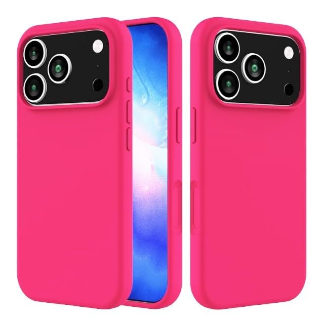 Coque iPhone 17 Pro Max rose vif en silicone souple de protection arrière