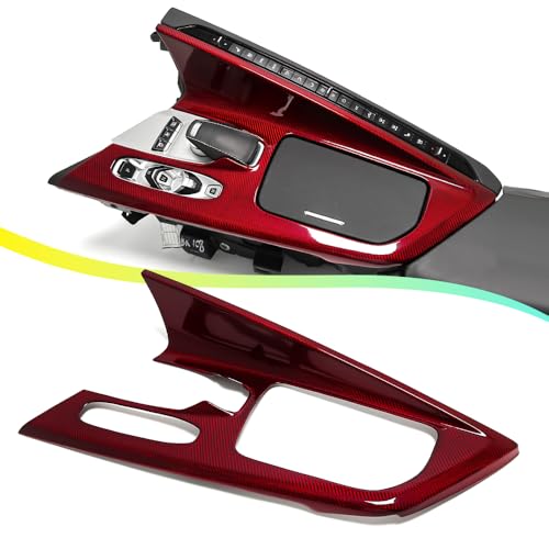 Yipmotiv Center Console Gear Shift Panel Cover Trim for Corvette C8 Z51 Z06 Stingray Coupe HTC 2020 2021 2022 2023 2024,Dry Carbon Fiber for C8 Corvette Center Consoles Overlay (red Carbon)