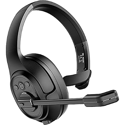 EKSA Truck Driver Bluetooth Headset with Microphone, Environmental Noise Cancelling Wireless Headphone, 99ft Long Wireless Range, Up to 30 Hours of Talk Time, Ultra-Large Soft Earmuff Trucker Headset