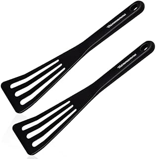 Silicone Fish Spatula, Silicone Cooking Slotted Spatula Turner for Baking Heat Resistant, BPA Free Black Spatula Kitchen Utensils for Non Stick Cookware, Dishwasher Safe, 2 Pack