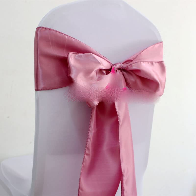 KALGHI 50pcs/100pcs Dusty Rose Raso Sedia Telai Del Nastro Per La Festa Evento Banchetto Decorazione di Cerimonia Nuziale Sedia Fiocco Nodo Cravatte-Giallo,50pcs