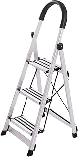 Ladder Step Ladders 3 Step Steel Ladder Aluminum Stepladders with Handrails and X-Shaped Reinforcement Design Lightweight Step Ladders for Home Portable Step Stool