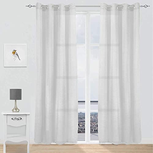 GREATOYAR Cortinas Salon Modernas, Cortinas Visillos, Translúcidas Visillos, Cortinas Poliéster, Cortinas para Sala Cuarto Dormitorio Comedor Cocina Salón, 2 Piezas, 140x260cm, Blanco Cover