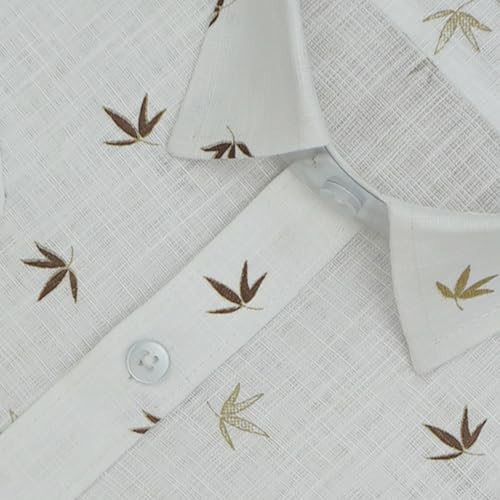 Image of GHPC Cotton Linen Printed Half Sleeves Regular Fit Formal Shirt for Men